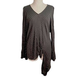 Juicy Couture Crepe Tie Front Surplice Asymmetric Top XL Silver Metallic